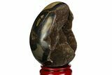 Septarian Dragon Egg Geode - Black Crystals #143165-2